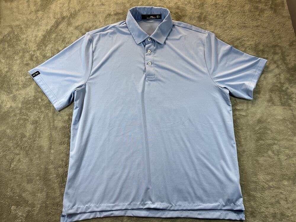 RLX Ralph Lauren Golf Polo Shirt Mens L Blue Performance Stretch Athletic